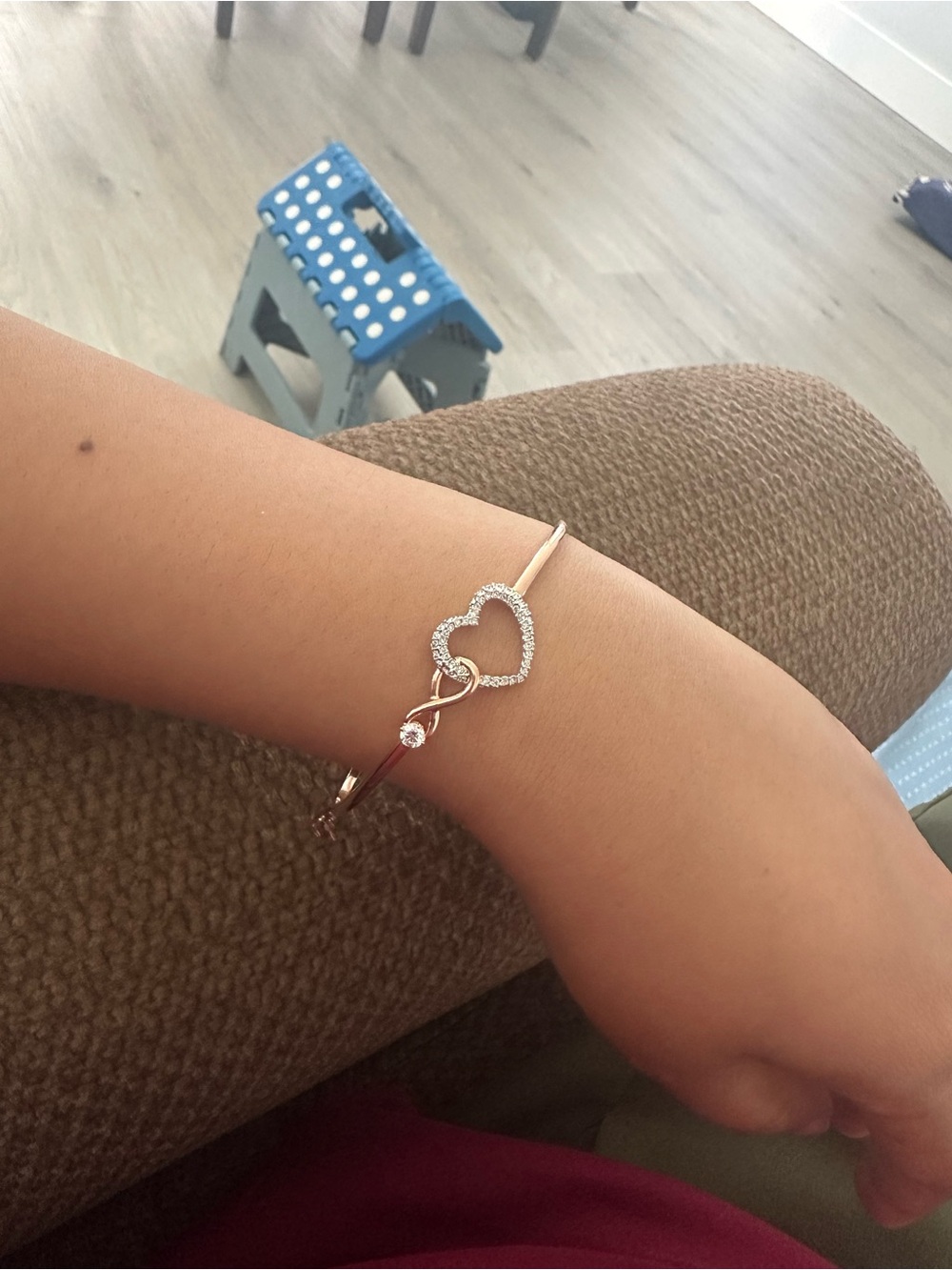 Heart Infinity Crystal Bangle Bracelet - Rose Gold